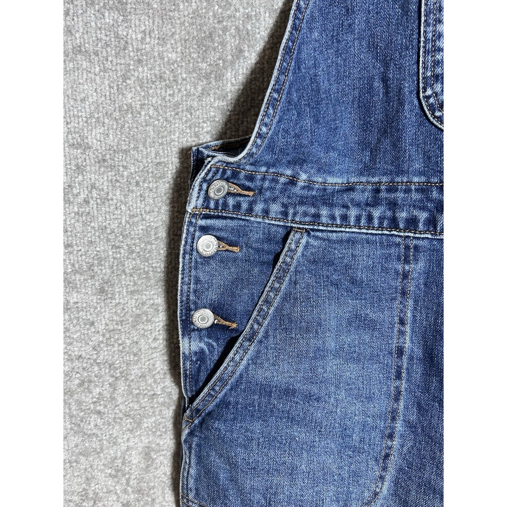 Old Navy Denim Bib Overalls Womens Size 18 Blue Stretch Pockets Tapered Leg - Picture 5 of 10